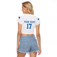 Custom Estonia Football Raglan Cropped T Shirt Retro Jersey White Version