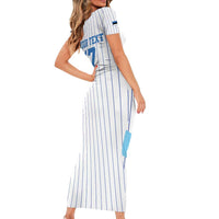 Custom Estonia Football Short Sleeve Bodycon Dress Retro Jersey White Version