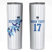 Custom Estonia Football Skinny Tumbler Retro Jersey White Version