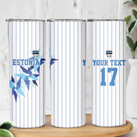 Custom Estonia Football Skinny Tumbler Retro Jersey White Version