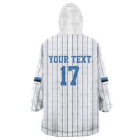 Custom Estonia Football Wearable Blanket Hoodie Retro Jersey White Version