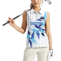 Custom Estonia Football Women Sleeveless Polo Shirt Retro Jersey White Version