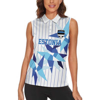 Custom Estonia Football Women Sleeveless Polo Shirt Retro Jersey White Version