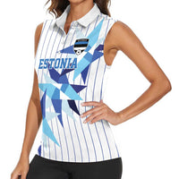 Custom Estonia Football Women Sleeveless Polo Shirt Retro Jersey White Version