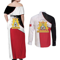 Haiti First Empire Couples Matching Off Shoulder Maxi Dress and Long Sleeve Button Shirt Anpi an Ayiti 1804-1806