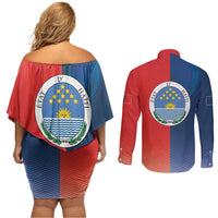 North Haiti State of Haiti Couples Matching Off Shoulder Short Dress and Long Sleeve Button Shirt Leta an Ayiti 1806-1811