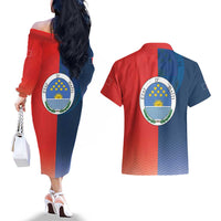North Haiti State of Haiti Couples Matching Off The Shoulder Long Sleeve Dress and Hawaiian Shirt Leta an Ayiti 1806-1811