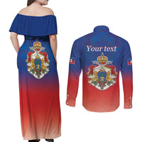 Personalized Haiti Second Empire Couples Matching Off Shoulder Maxi Dress and Long Sleeve Button Shirt Anpi an Ayiti 1849-1859