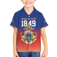 Personalized Haiti Second Empire Family Matching Off The Shoulder Long Sleeve Dress and Hawaiian Shirt Anpi an Ayiti 1849-1859