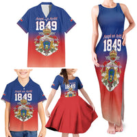 Personalized Haiti Second Empire Family Matching Tank Maxi Dress and Hawaiian Shirt Anpi an Ayiti 1849-1859
