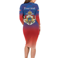 Personalized Haiti Second Empire Long Sleeve Bodycon Dress Anpi an Ayiti 1849-1859