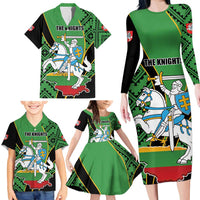 Republic of Lithuana Rugby Family Matching Long Sleeve Bodycon Dress and Hawaiian Shirt Sporty Style