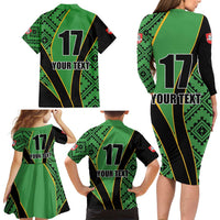 Republic of Lithuana Rugby Family Matching Long Sleeve Bodycon Dress and Hawaiian Shirt Sporty Style