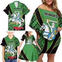 Republic of Lithuana Rugby Family Matching Off Shoulder Short Dress and Hawaiian Shirt Sporty Style