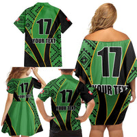 Republic of Lithuana Rugby Family Matching Off Shoulder Short Dress and Hawaiian Shirt Sporty Style