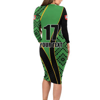 Republic of Lithuana Rugby Long Sleeve Bodycon Dress Sporty Style
