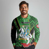 Republic of Lithuana Rugby Long Sleeve Polo Shirt Sporty Style