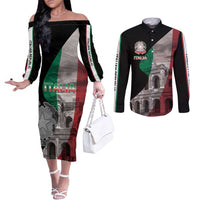 Italian Republic The Pantheon Couples Matching Off The Shoulder Long Sleeve Dress and Long Sleeve Button Shirt Emblema della Repubblica Italiana