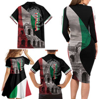 Italian Republic The Pantheon Family Matching Long Sleeve Bodycon Dress and Hawaiian Shirt Emblema della Repubblica Italiana