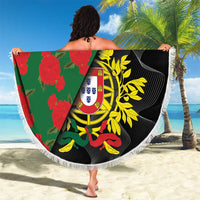 Personalized Portugal Coat of Arms with Carnation Beach Blanket Portuguese Bandeira Verde-Rubra