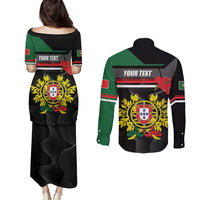 Personalized Portugal Coat of Arms with Carnation Couples Matching Puletasi and Long Sleeve Button Shirt Portuguese Bandeira Verde-Rubra