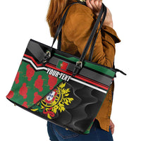 Personalized Portugal Coat of Arms with Carnation Leather Tote Bag Portuguese Bandeira Verde-Rubra