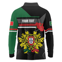Personalized Portugal Coat of Arms with Carnation Long Sleeve Polo Shirt Portuguese Bandeira Verde-Rubra
