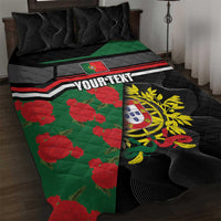 Personalized Portugal Coat of Arms with Carnation Quilt Bed Set Portuguese Bandeira Verde-Rubra
