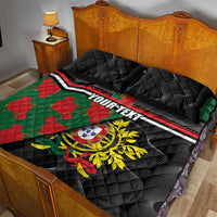 Personalized Portugal Coat of Arms with Carnation Quilt Bed Set Portuguese Bandeira Verde-Rubra