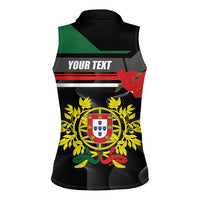 Personalized Portugal Coat of Arms with Carnation Women Sleeveless Polo Shirt Portuguese Bandeira Verde-Rubra