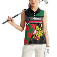 Personalized Portugal Coat of Arms with Carnation Women Sleeveless Polo Shirt Portuguese Bandeira Verde-Rubra