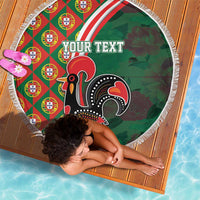 Personalized Portugal Rooster of Barcelos Beach Blanket Portuguese Flag