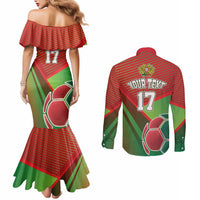 Custom Portugal Football Go Champions Couples Matching Mermaid Dress and Long Sleeve Button Shirt Sporty Style