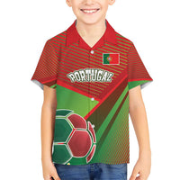 Custom Portugal Football Go Champions Family Matching Short Sleeve Bodycon Dress and Hawaiian Shirt Sporty Style