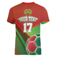 Custom Portugal Football Go Champions Women V-Neck T-Shirt Sporty Style