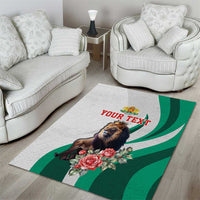 Personalized Bulgaria Coat of Arms Area Rug A Crowned Golden Lion with Rose