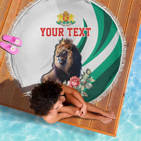 Personalized Bulgaria Coat of Arms Beach Blanket A Crowned Golden Lion with Rose