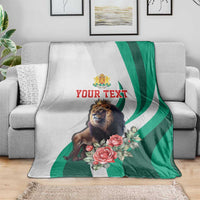Personalized Bulgaria Coat of Arms Blanket A Crowned Golden Lion with Rose