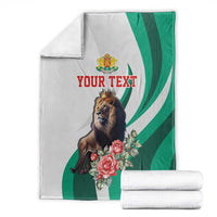 Personalized Bulgaria Coat of Arms Blanket A Crowned Golden Lion with Rose