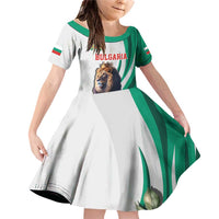 Personalized Bulgaria Coat of Arms Family Matching Off Shoulder Short Dress and Hawaiian Shirt A Crowned Golden Lion with Rose