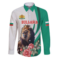 Personalized Bulgaria Coat of Arms Family Matching Short Sleeve Bodycon Dress and Hawaiian Shirt A Crowned Golden Lion with Rose