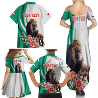 Personalized Bulgaria Coat of Arms Family Matching Summer Maxi Dress and Hawaiian Shirt A Crowned Golden Lion with Rose