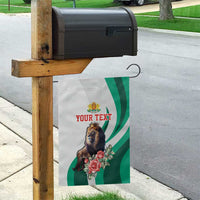 Personalized Bulgaria Coat of Arms Garden Flag A Crowned Golden Lion with Rose