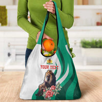 Personalized Bulgaria Coat of Arms Grocery Bag A Crowned Golden Lion with Rose