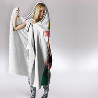 Personalized Bulgaria Coat of Arms Hooded Blanket A Crowned Golden Lion with Rose