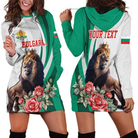 Personalized Bulgaria Coat of Arms Hoodie Dress A Crowned Golden Lion with Rose