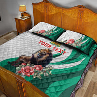 Personalized Bulgaria Coat of Arms Quilt Bed Set A Crowned Golden Lion with Rose