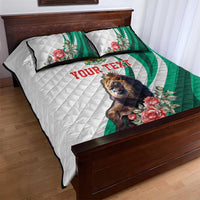 Personalized Bulgaria Coat of Arms Quilt Bed Set A Crowned Golden Lion with Rose