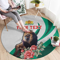 Personalized Bulgaria Coat of Arms Round Carpet A Crowned Golden Lion with Rose