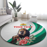 Personalized Bulgaria Coat of Arms Round Carpet A Crowned Golden Lion with Rose